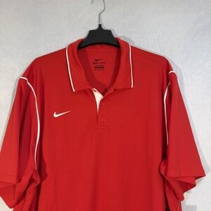 nike dri fit Golf Polo Short Sleeve Performance Shirt Red White 2XL NEW Stretch